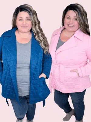 Ivy Quilted Sweatshirt Jacket w/Tie Waist (2 Colors)