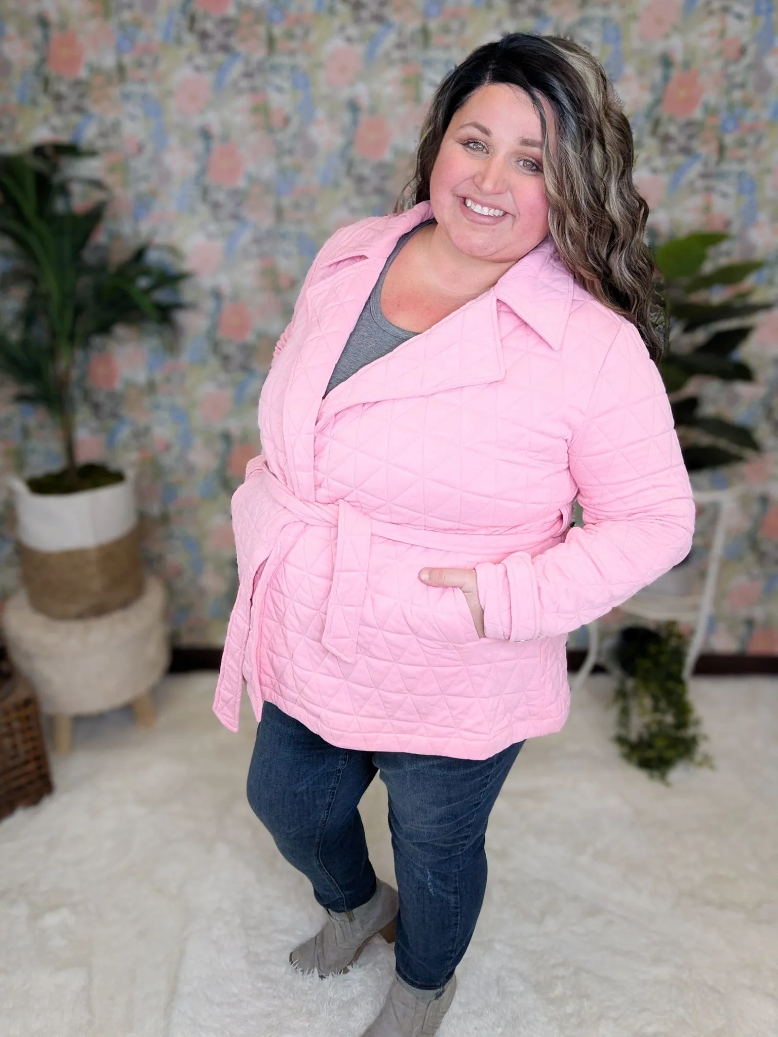 Ivy Quilted Sweatshirt Jacket w/Tie Waist (2 Colors)
