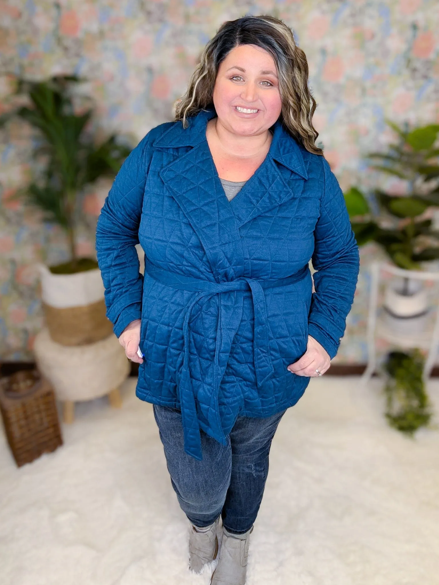 Ivy Quilted Sweatshirt Jacket w/Tie Waist (2 Colors)