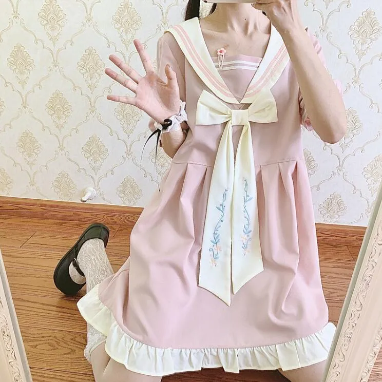 Japanese sweet navy collar dress yc23478