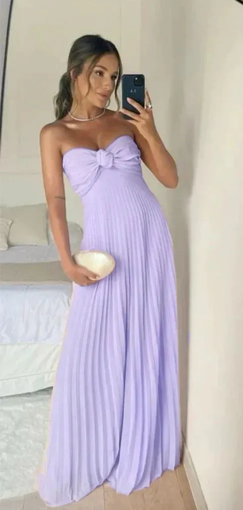 JazzHer Classy A Line Strapless Light Pink Chiffon Long Prom Dresses Evening Dress With Ruffles (PRE-ORDER)