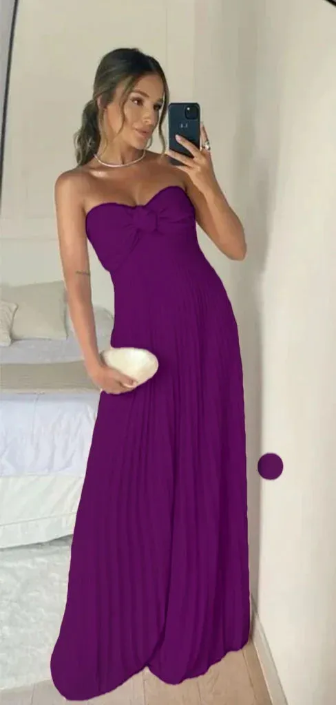 JazzHer Classy A Line Strapless Light Pink Chiffon Long Prom Dresses Evening Dress With Ruffles (PRE-ORDER)