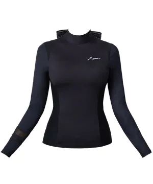J.Jane Mesh Ribbon Cooling T-Shirts (Black)