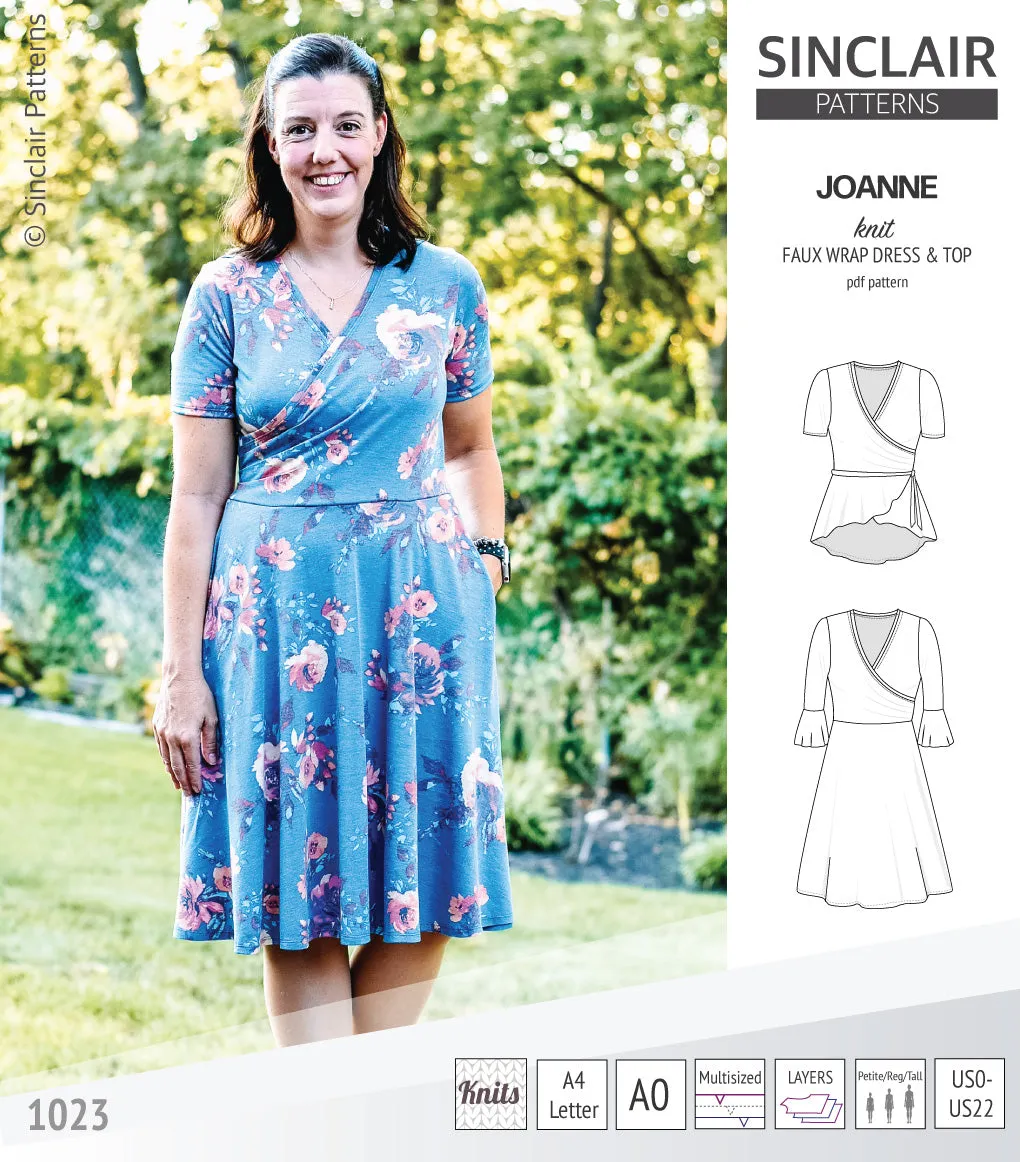 Joanne faux wrap knit dress with flared skirt (PDF)