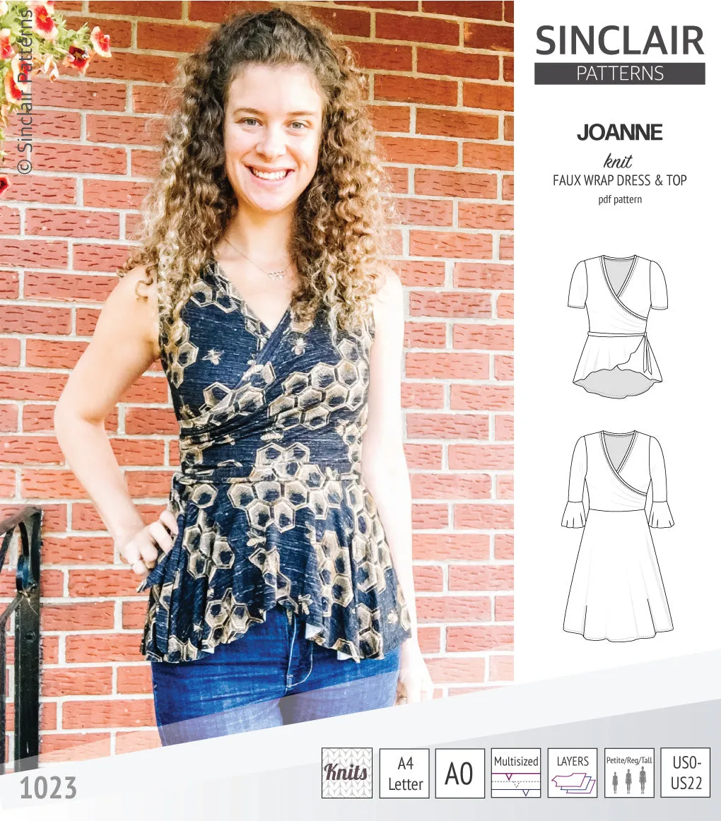 Joanne faux wrap knit dress with flared skirt (PDF)