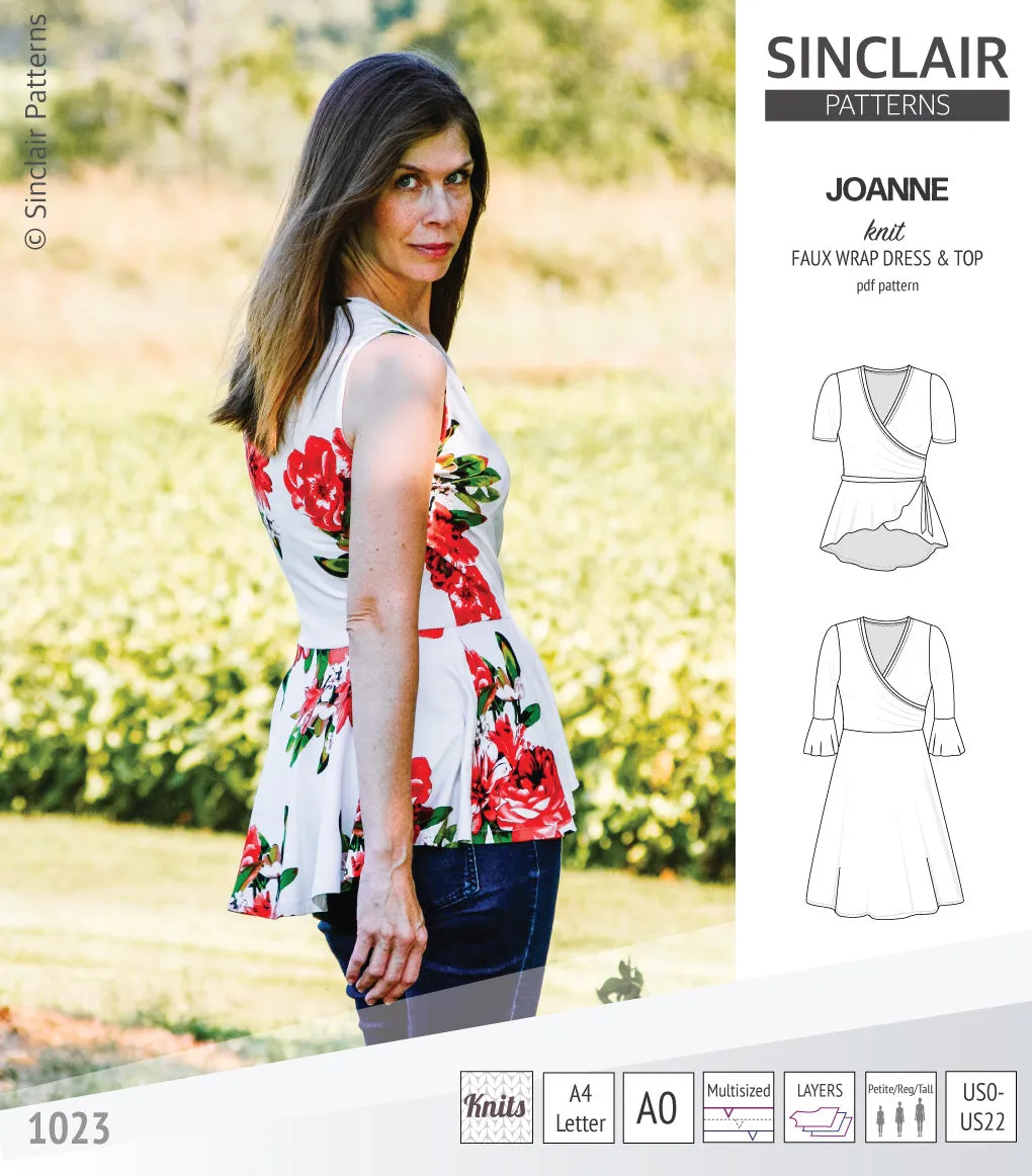 Joanne faux wrap knit dress with flared skirt (PDF)
