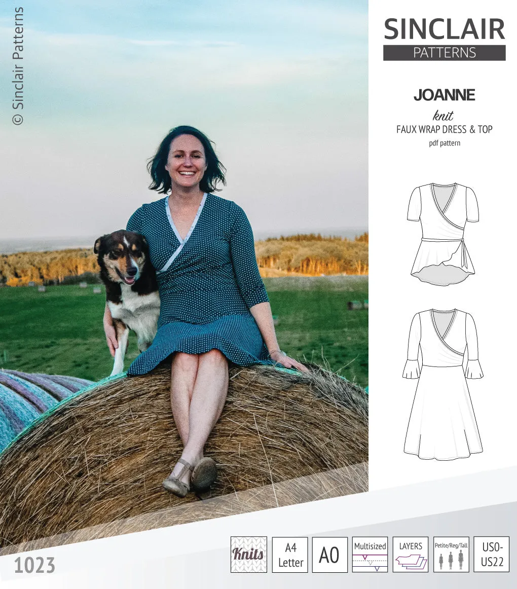 Joanne faux wrap knit dress with flared skirt (PDF)