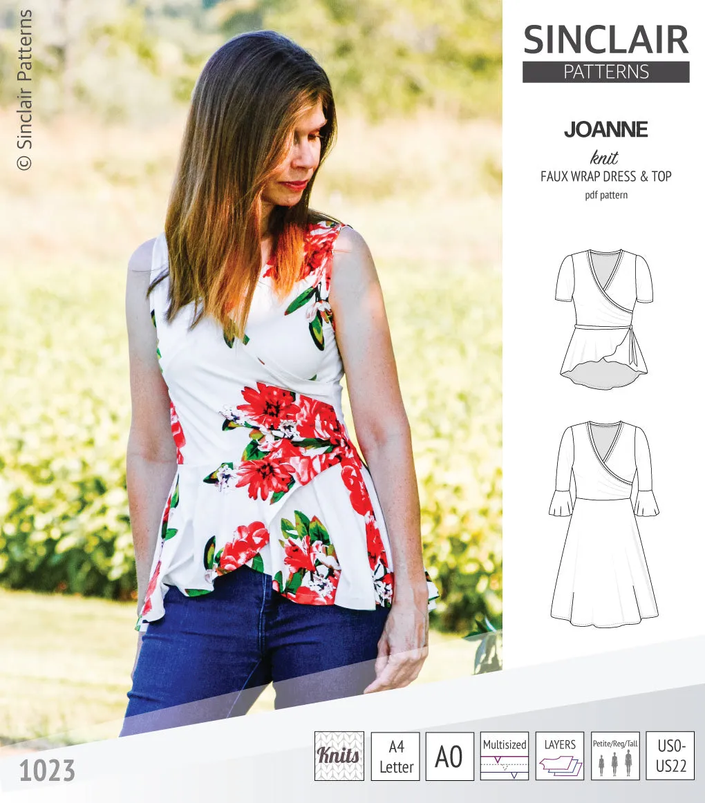 Joanne faux wrap knit dress with flared skirt (PDF)