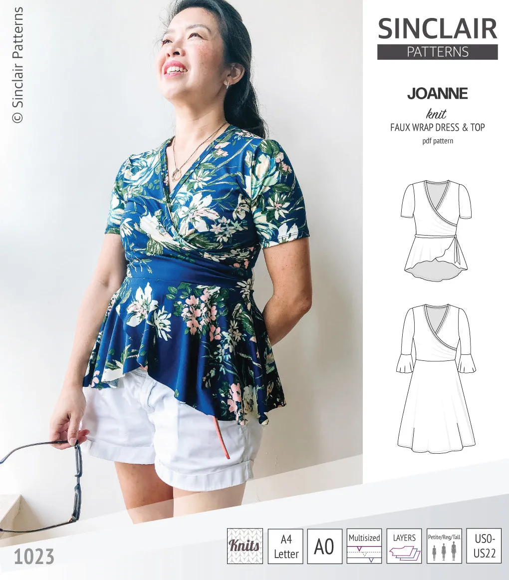 Joanne faux wrap knit dress with flared skirt (PDF)