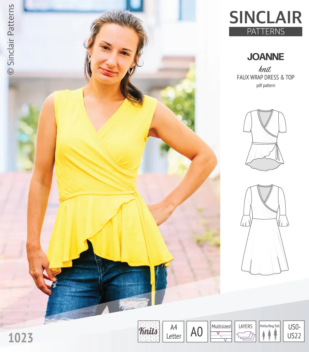 Joanne faux wrap knit dress with flared skirt (PDF)