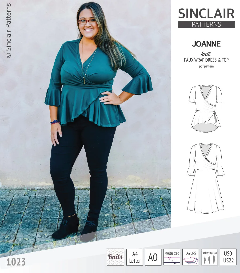 Joanne faux wrap knit dress with flared skirt (PDF)