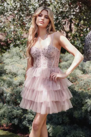 Juliet JT923S Dress Leaf Lace Corset with Ruffle Tulle Skirt