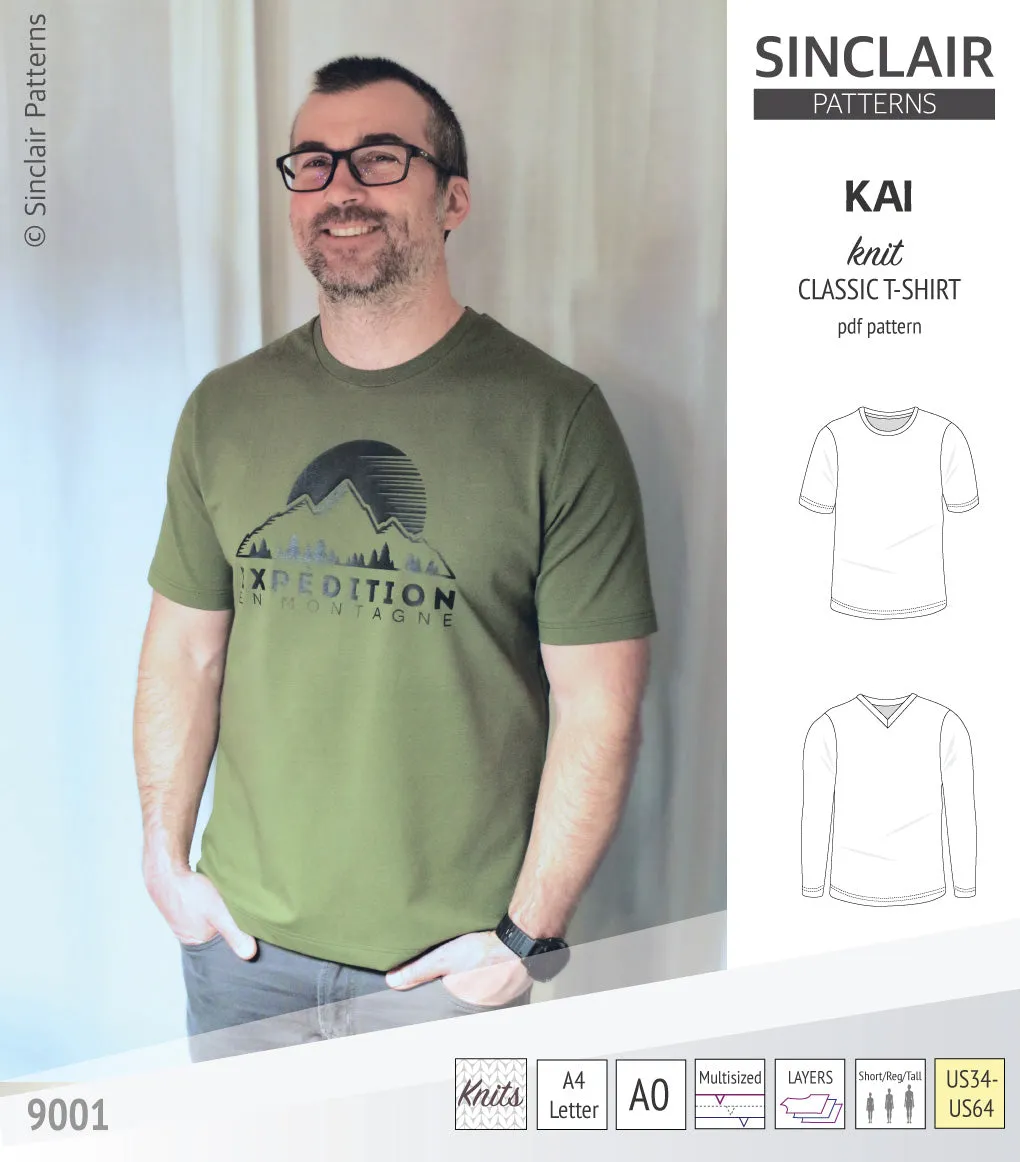 Kai semi fitted crew neck t-shirt for men (PDF)