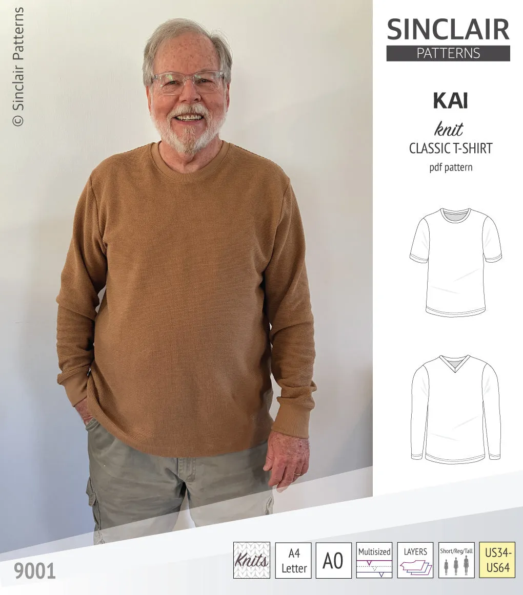 Kai semi fitted crew neck t-shirt for men (PDF)