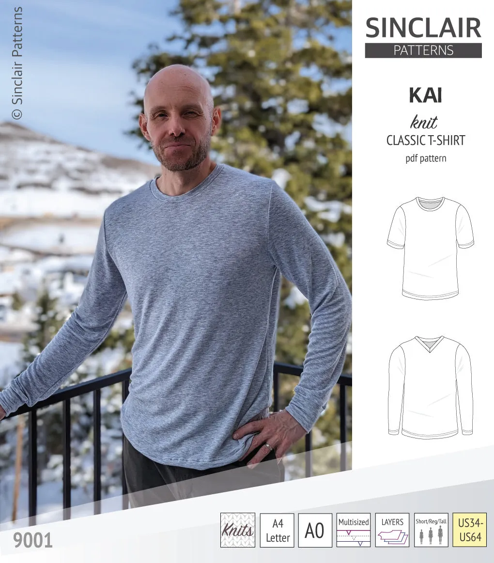Kai semi fitted crew neck t-shirt for men (PDF)