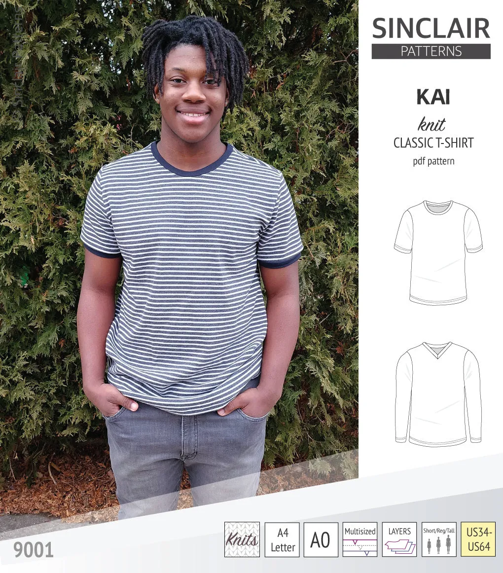 Kai semi fitted crew neck t-shirt for men (PDF)