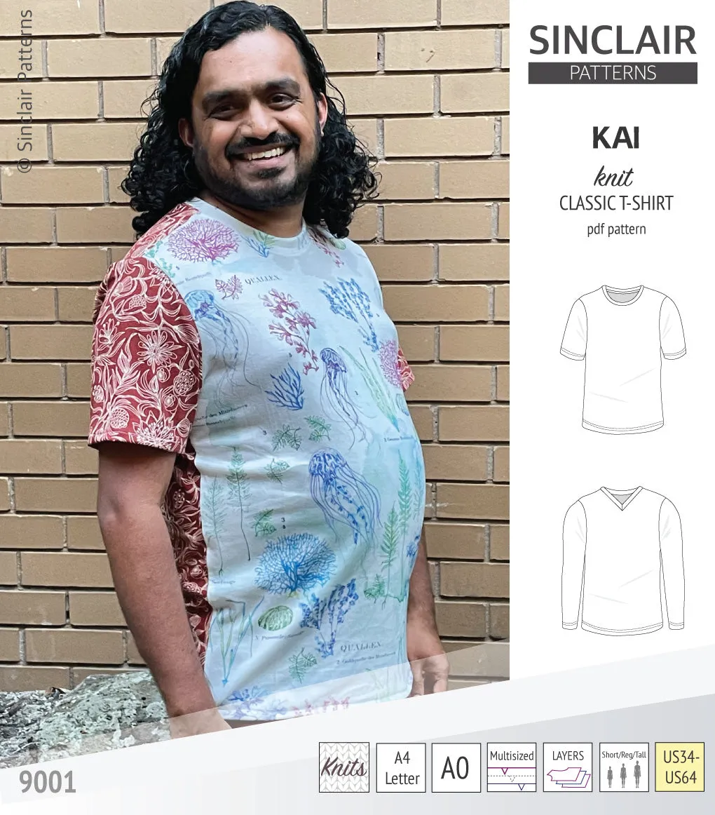 Kai semi fitted crew neck t-shirt for men (PDF)