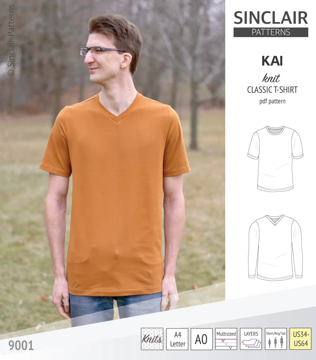 Kai semi fitted crew neck t-shirt for men (PDF)