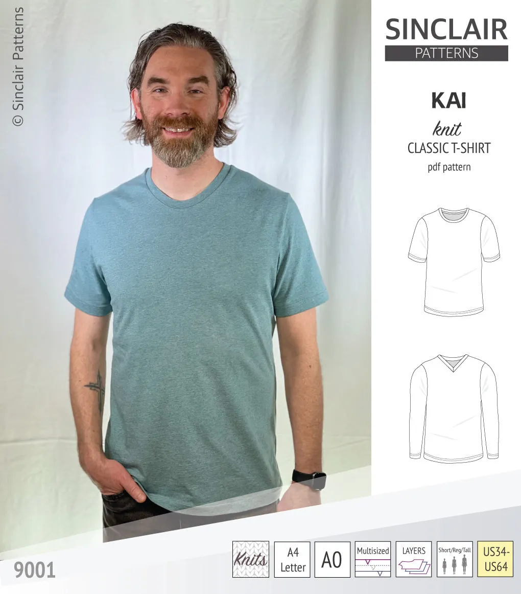 Kai semi fitted crew neck t-shirt for men (PDF)