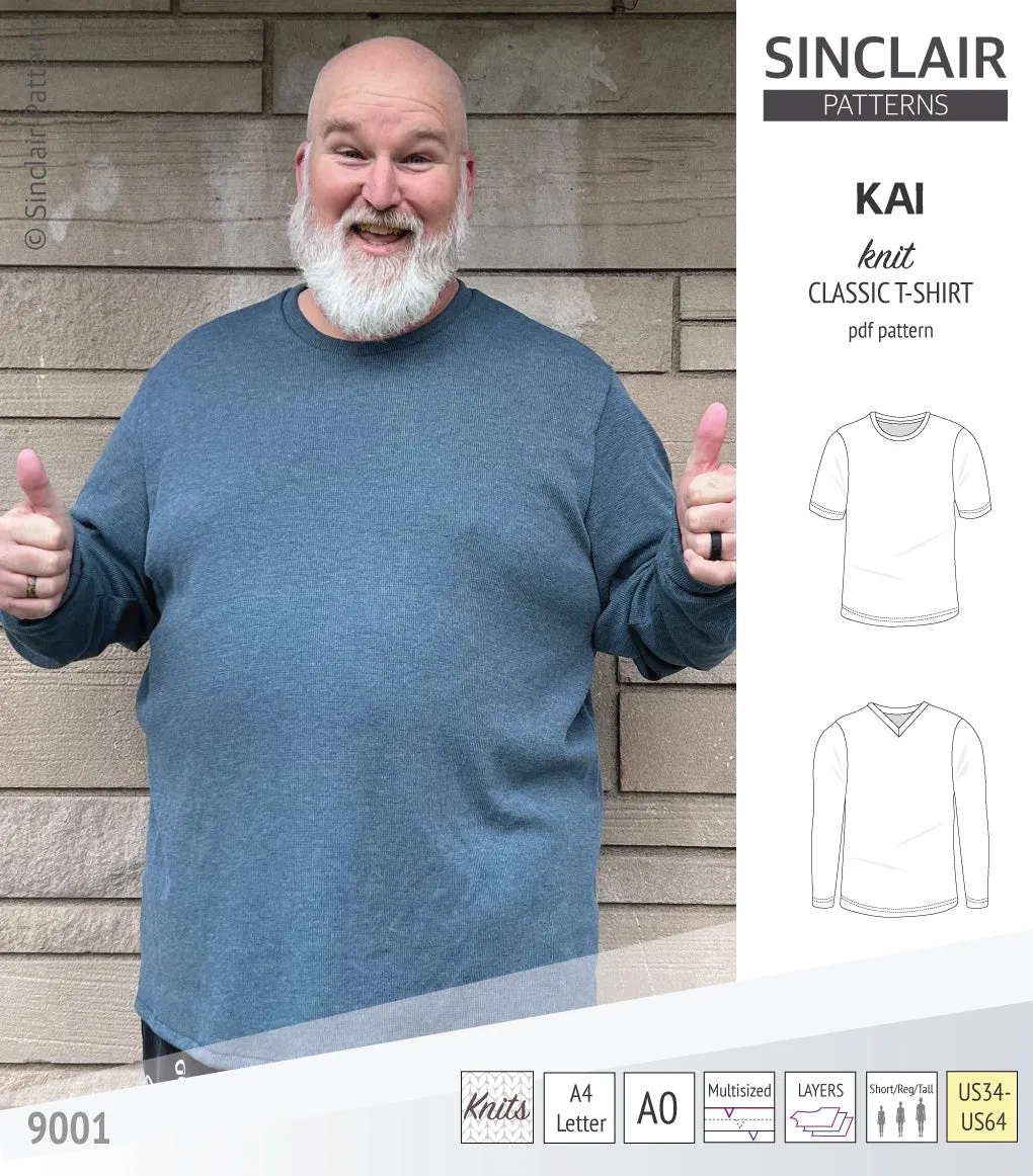 Kai semi fitted crew neck t-shirt for men (PDF)