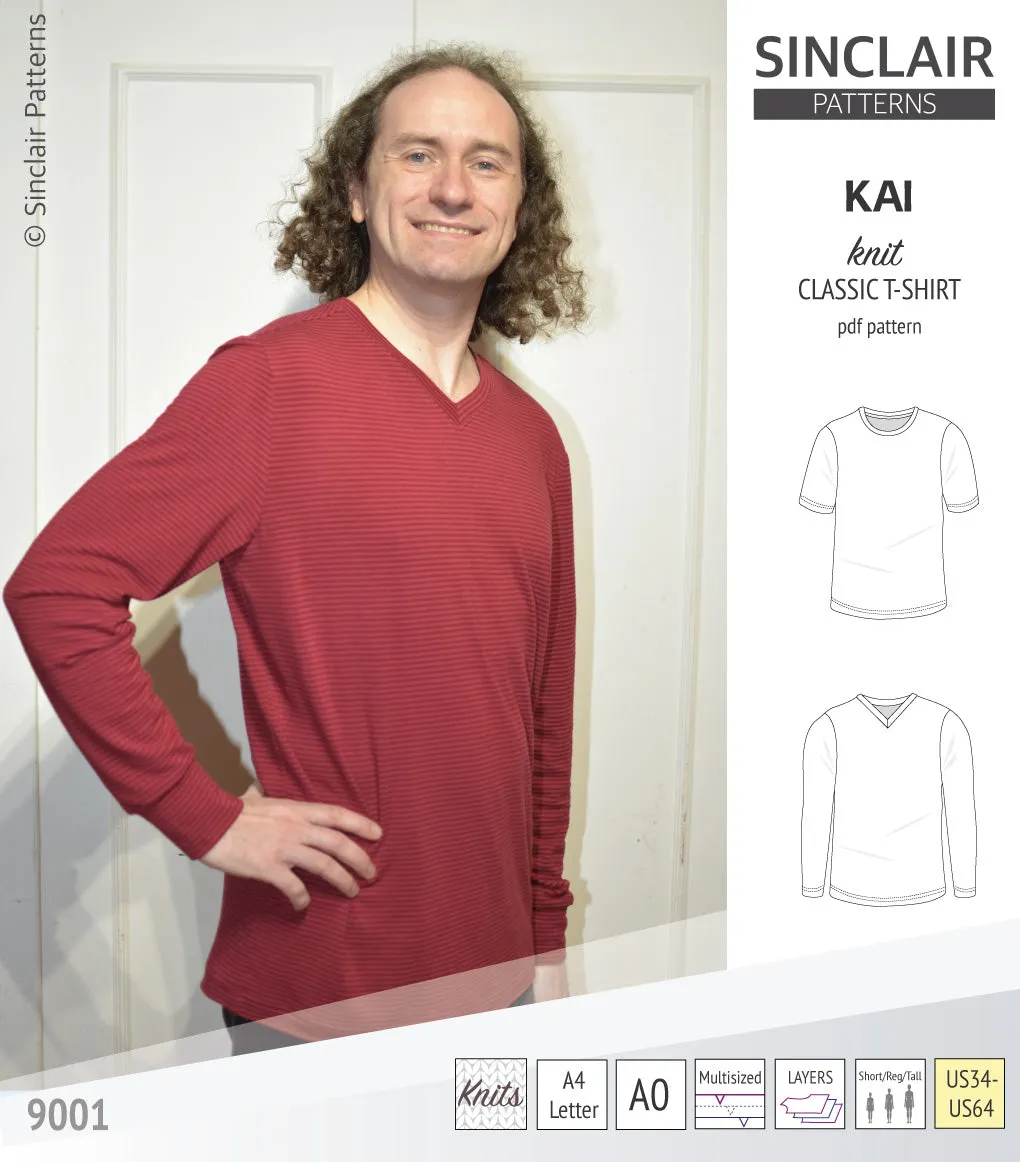 Kai semi fitted crew neck t-shirt for men (PDF)