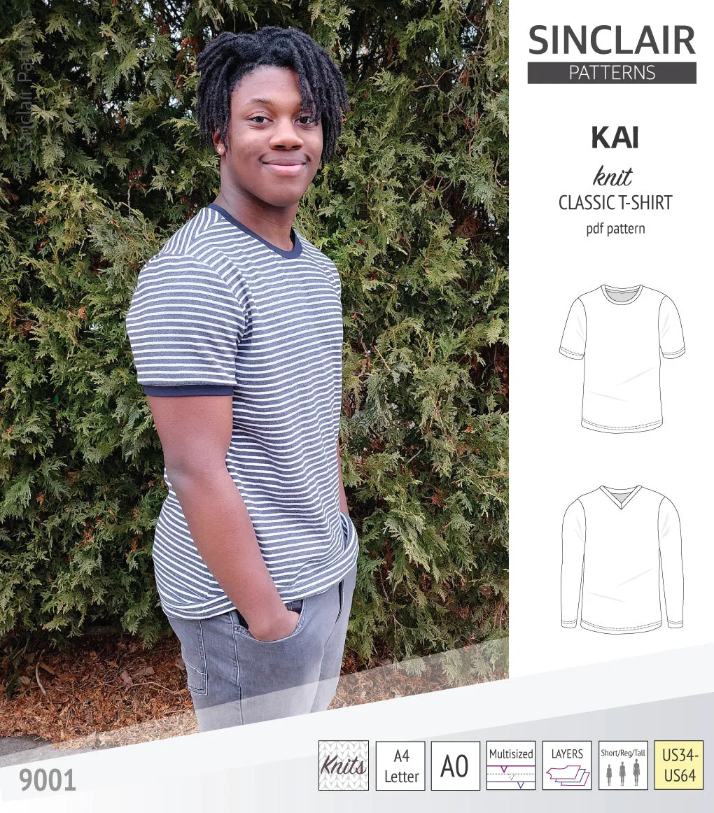 Kai semi fitted crew neck t-shirt for men (PDF)