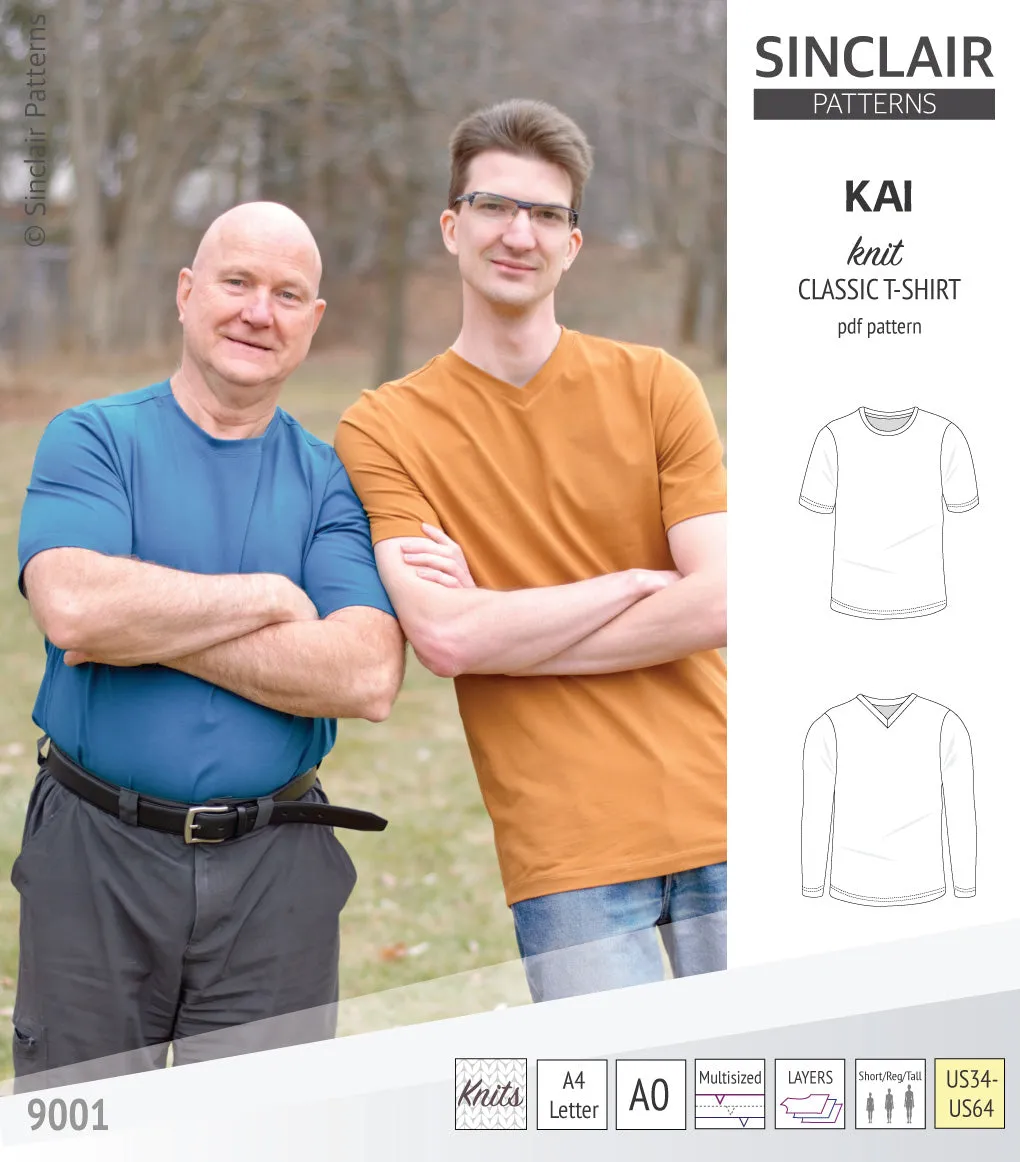 Kai semi fitted crew neck t-shirt for men (PDF)
