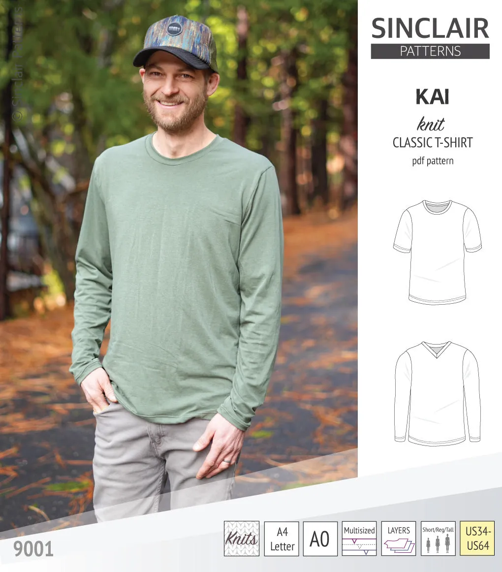 Kai semi fitted crew neck t-shirt for men (PDF)