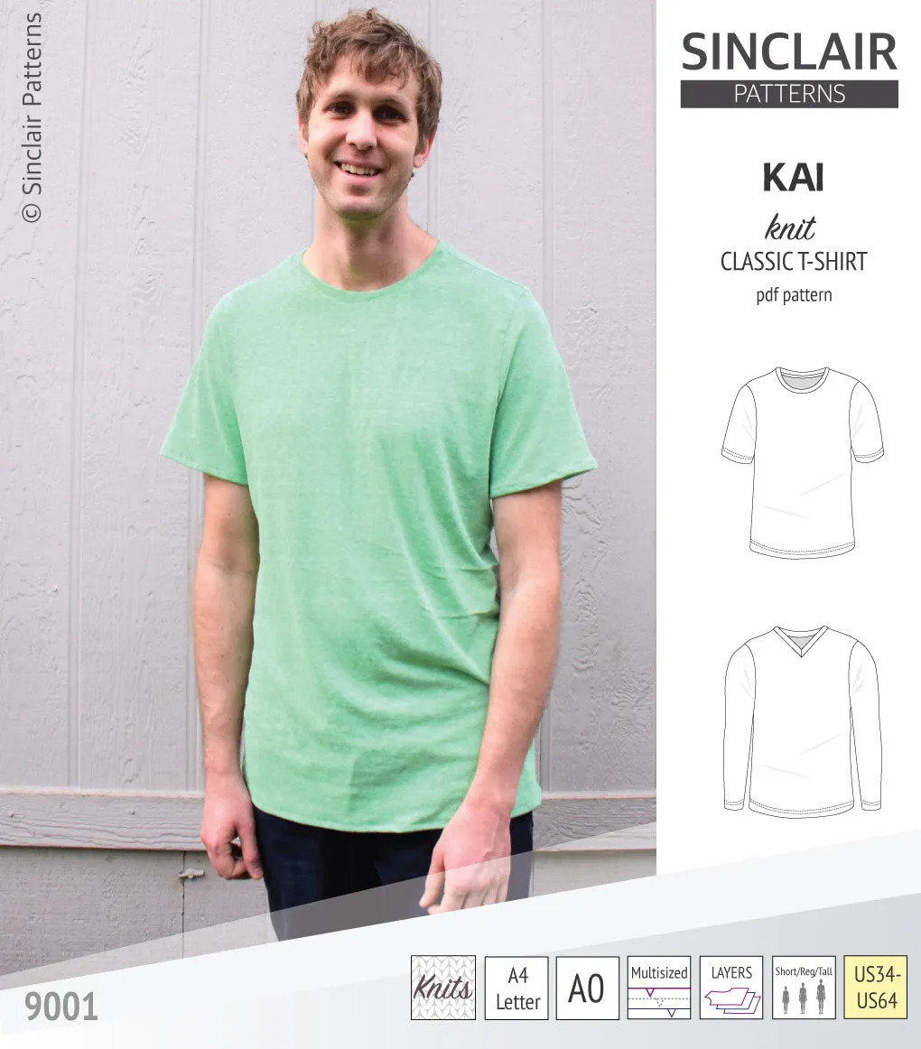 Kai semi fitted crew neck t-shirt for men (PDF)