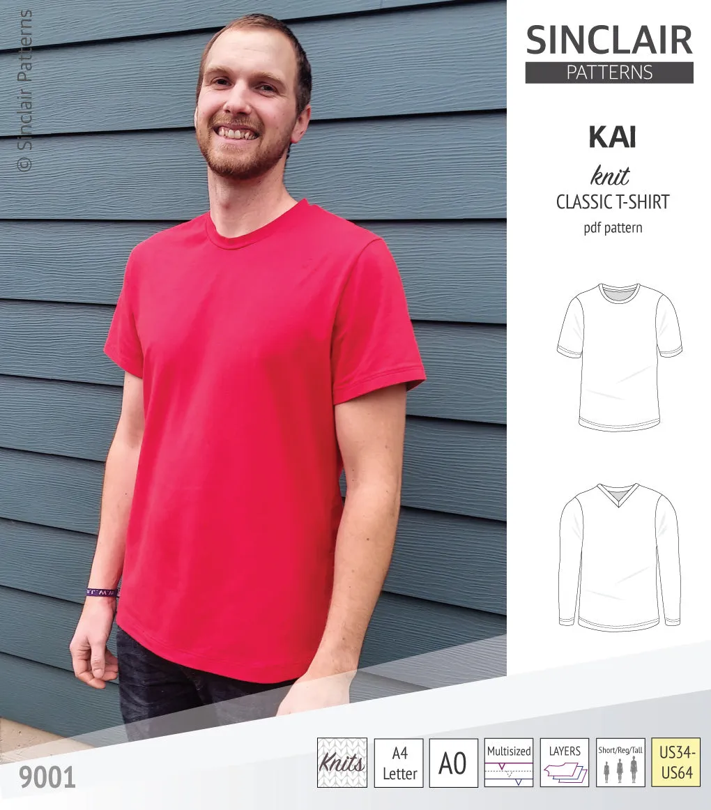 Kai semi fitted crew neck t-shirt for men (PDF)