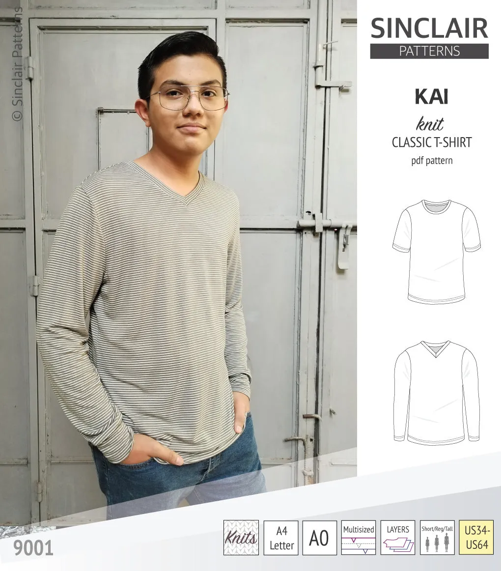 Kai semi fitted crew neck t-shirt for men (PDF)