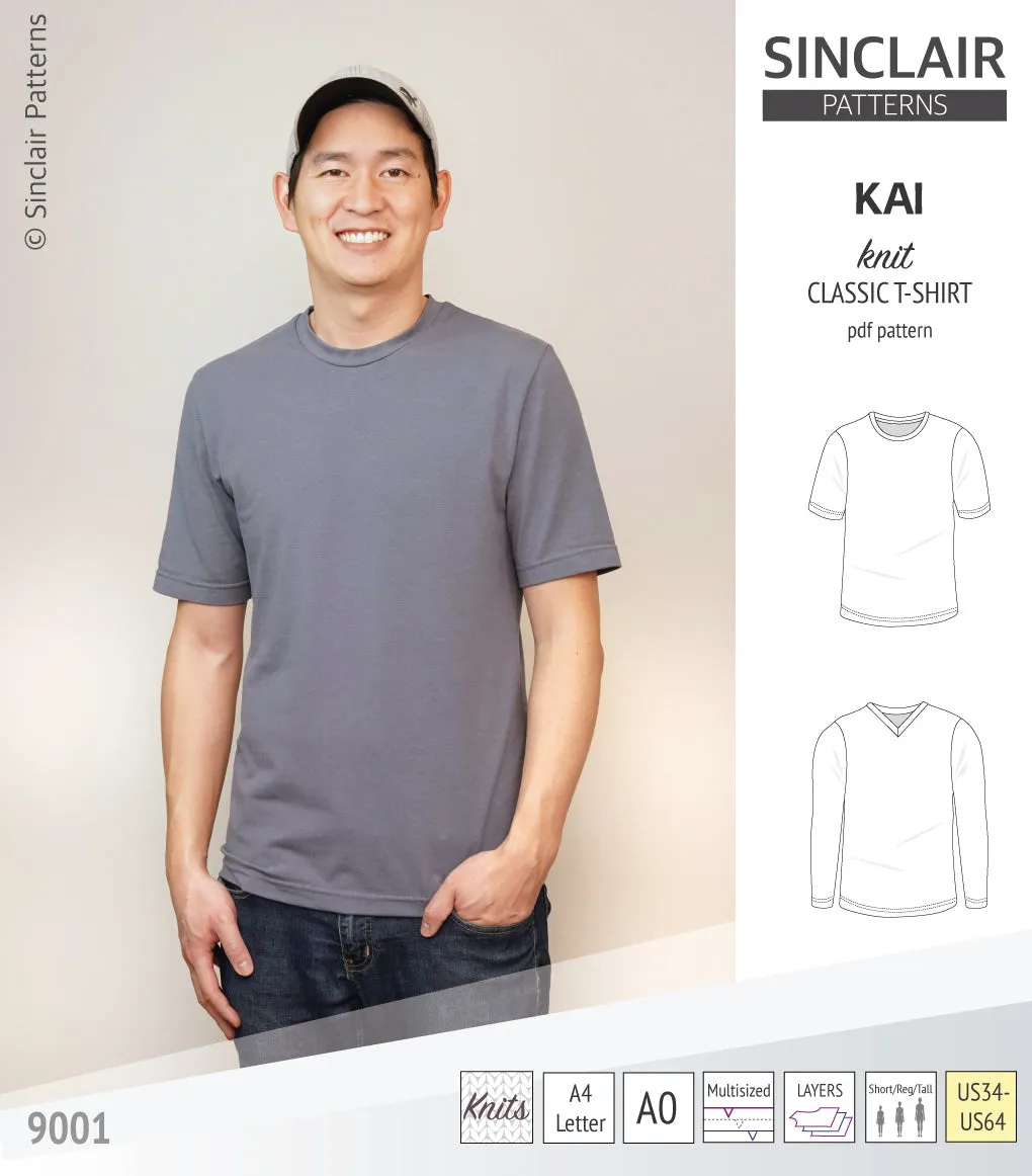Kai semi fitted crew neck t-shirt for men (PDF)