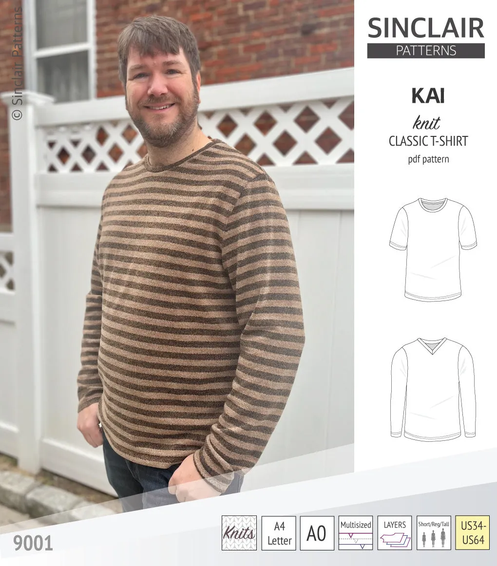Kai semi fitted crew neck t-shirt for men (PDF)