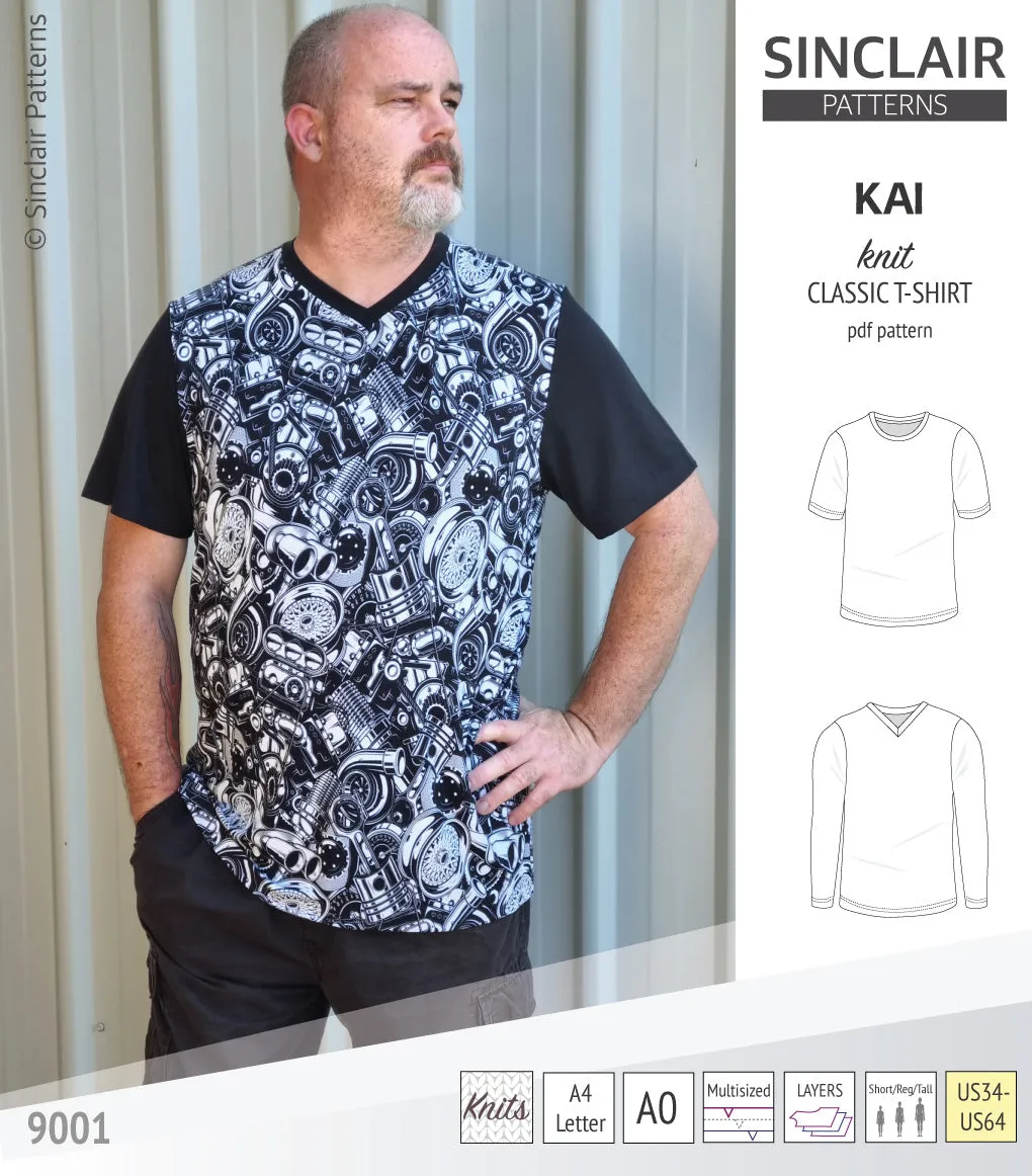 Kai semi fitted crew neck t-shirt for men (PDF)