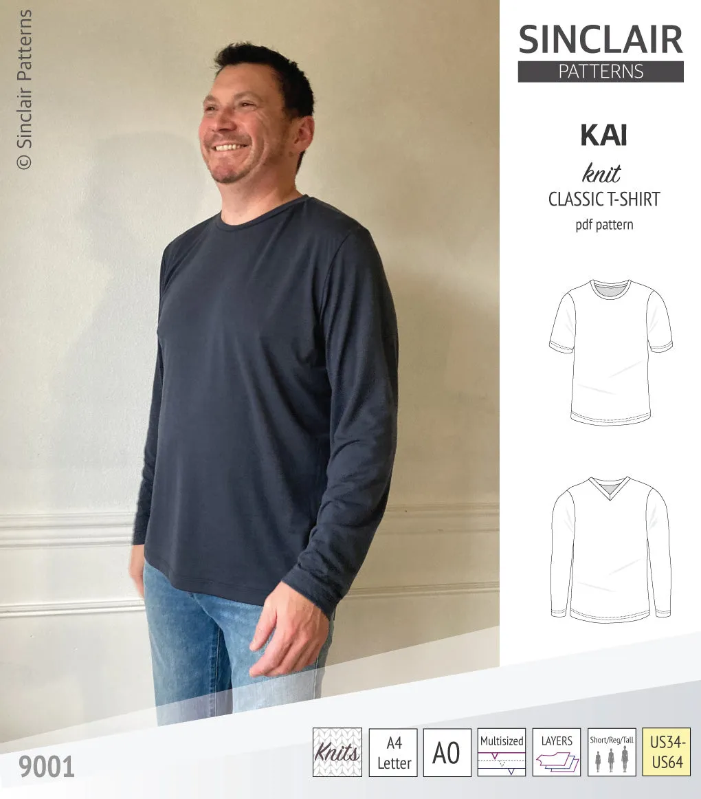 Kai semi fitted crew neck t-shirt for men (PDF)
