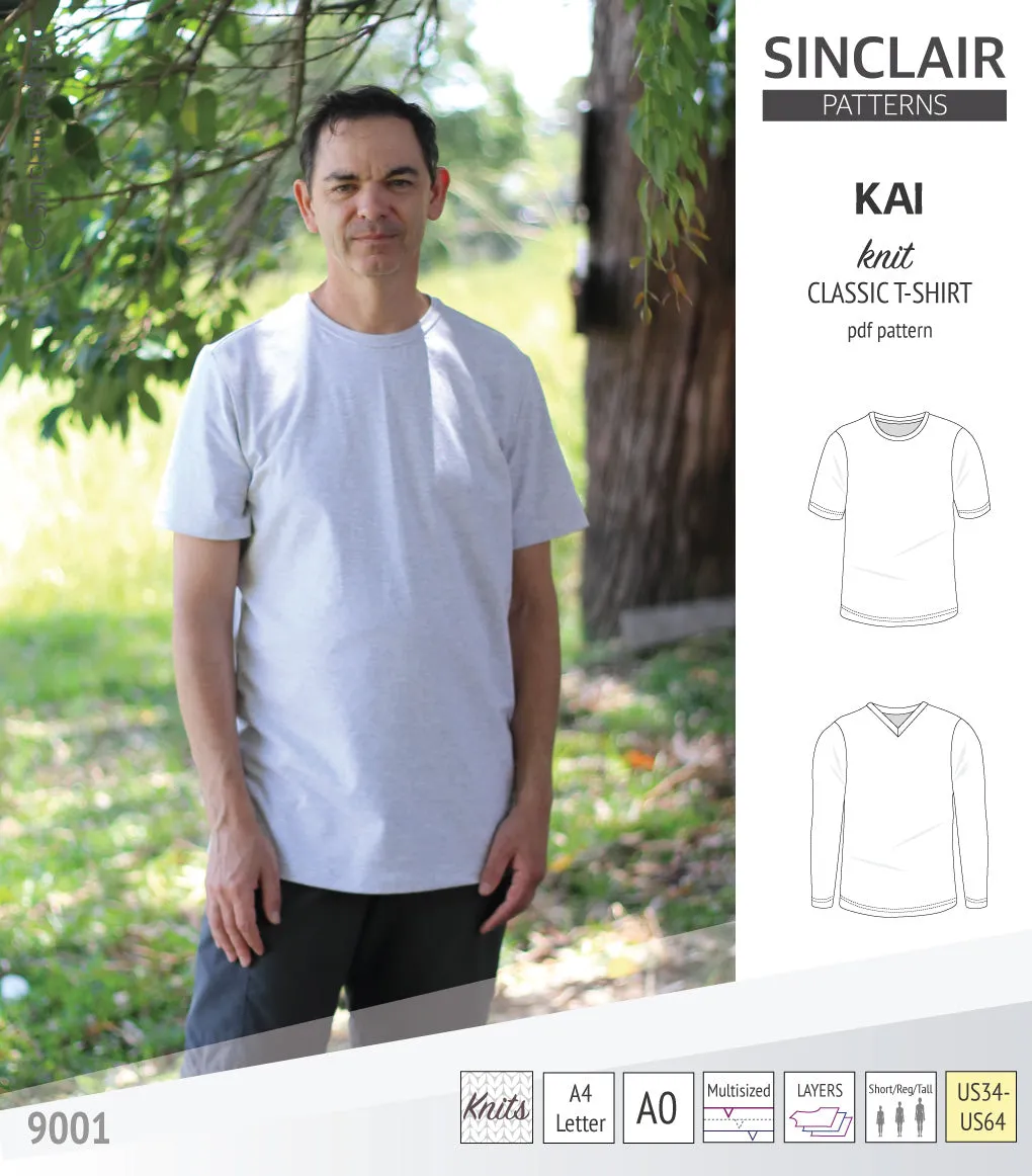 Kai semi fitted crew neck t-shirt for men (PDF)