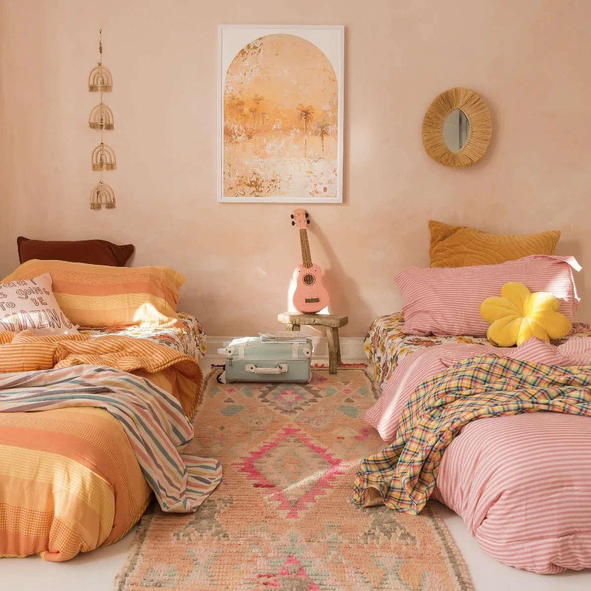 Kids Bunk Quilt & Shams - Marigold Mixed Gingham