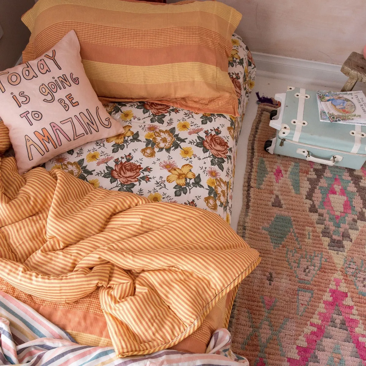 Kids Bunk Quilt & Shams - Marigold Mixed Gingham