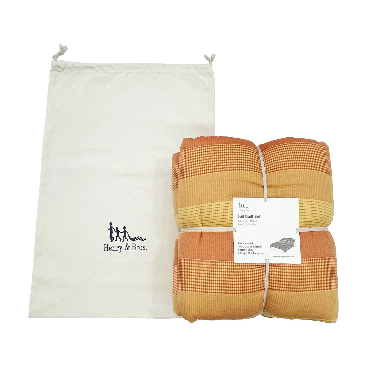 Kids Bunk Quilt & Shams - Marigold Mixed Gingham