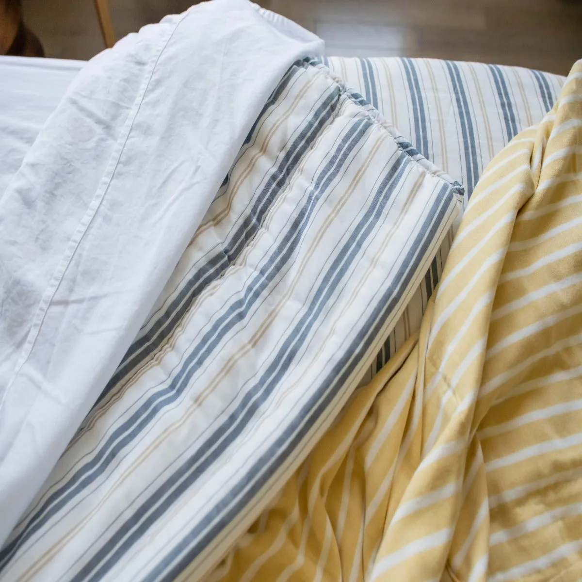 Kids Bunk Quilt and Sham - Navy and Cream Bay Stripe