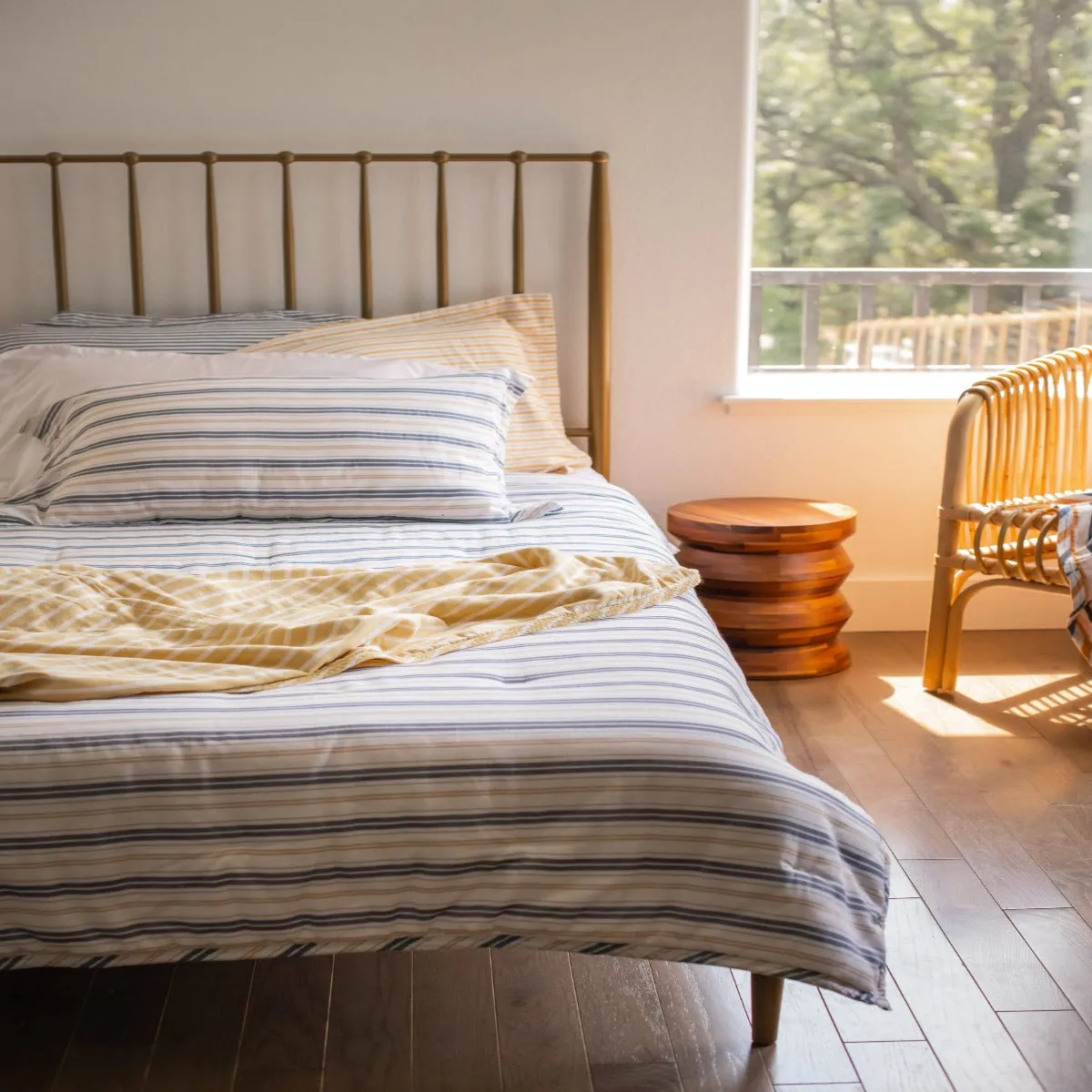 Kids Bunk Quilt and Sham - Navy and Cream Bay Stripe