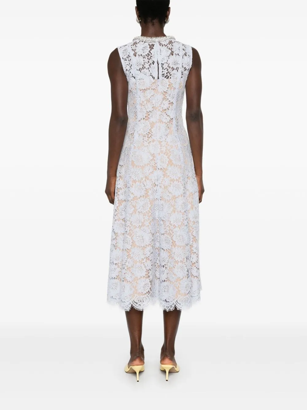 Lace pearl midi dress