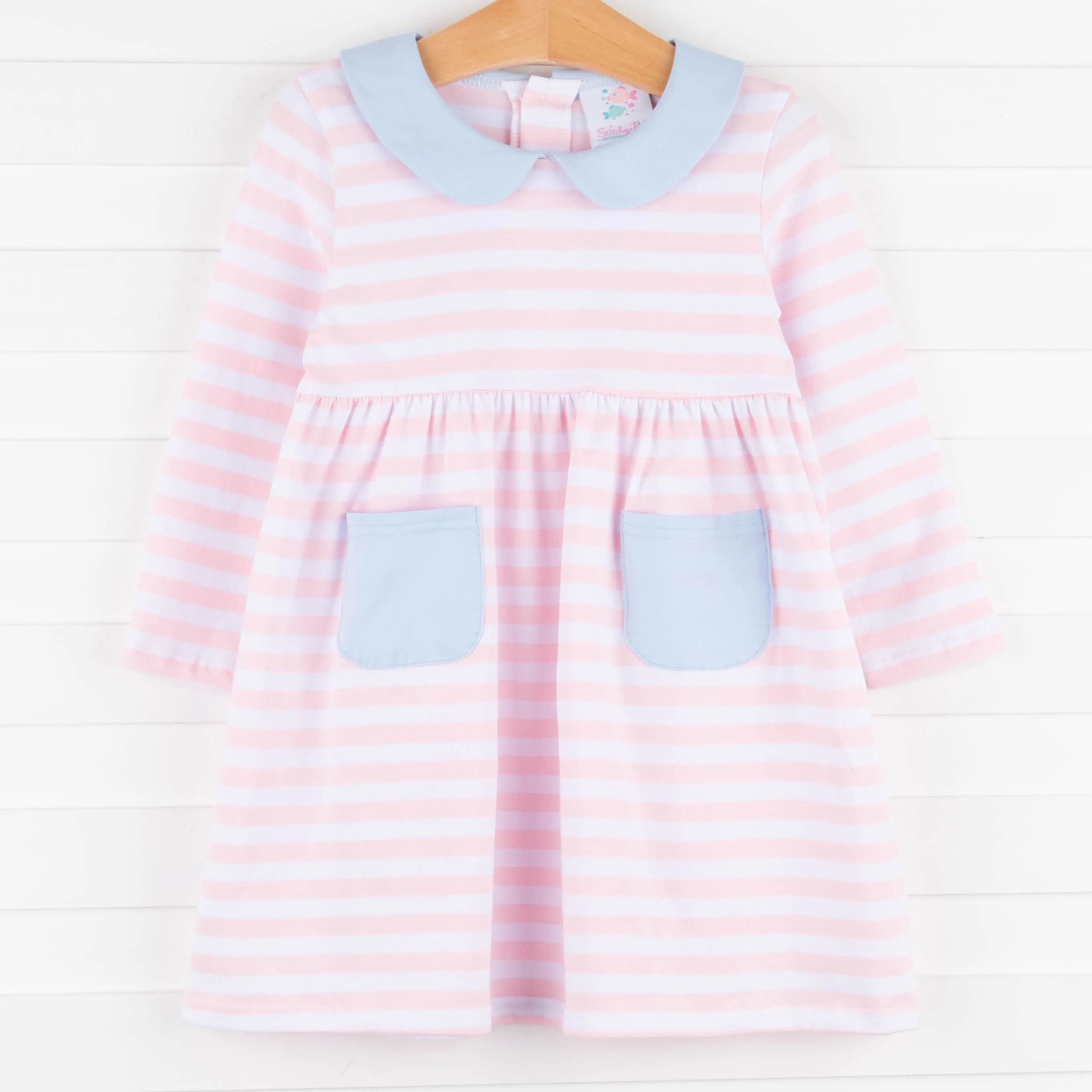 Lauren Dress, Light Pink Stripe