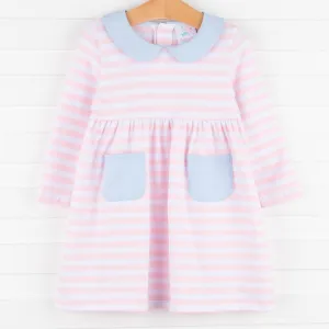 Lauren Dress, Light Pink Stripe