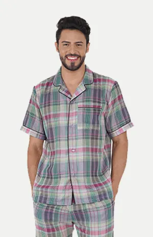 LAVENDER CHECKERED LOUNGEWEAR SET | Half Sleeves