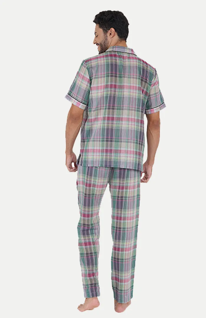 LAVENDER CHECKERED LOUNGEWEAR SET | Half Sleeves
