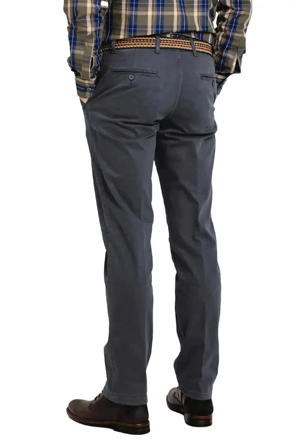 LCDN Men's Stretch Fit Chino Trousers With Belt Yansi Charcoal Grey