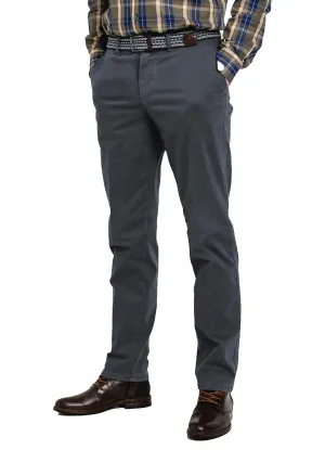 LCDN Men's Stretch Fit Chino Trousers With Belt Yansi Charcoal Grey