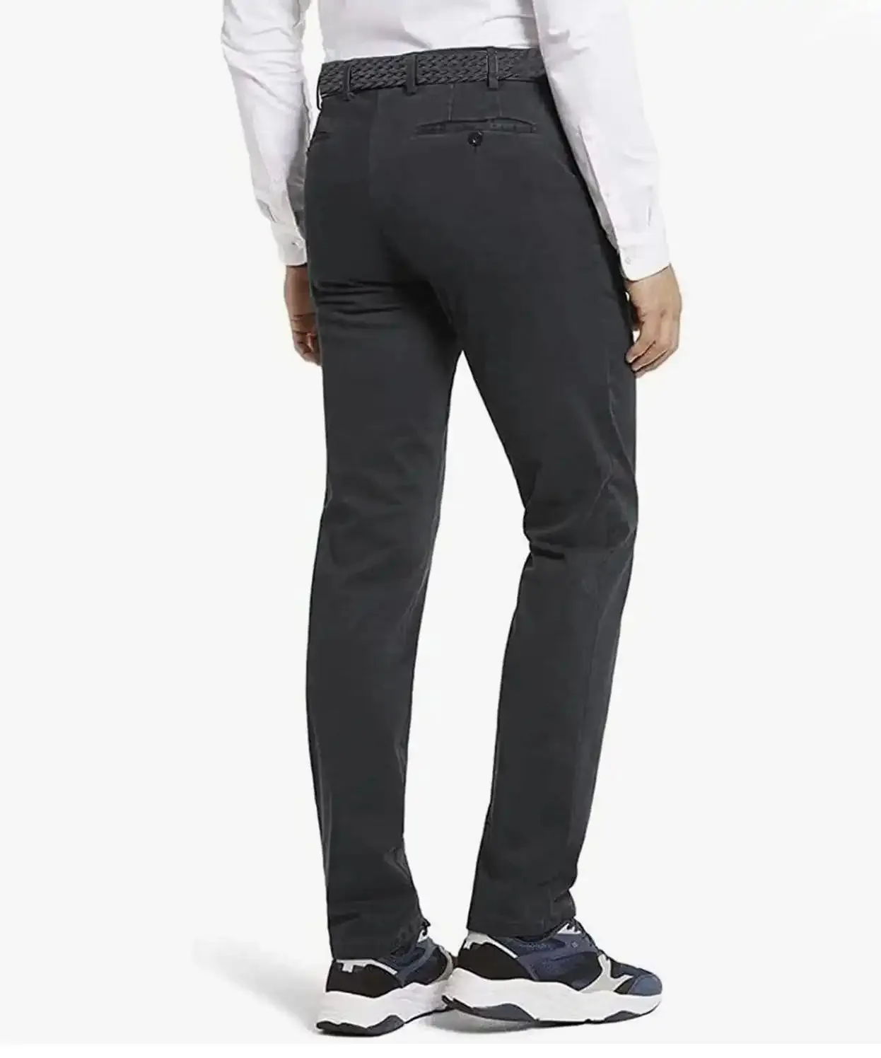 LCDN Men's Stretch Fit Chino Trousers With Belt Yansi Charcoal Grey