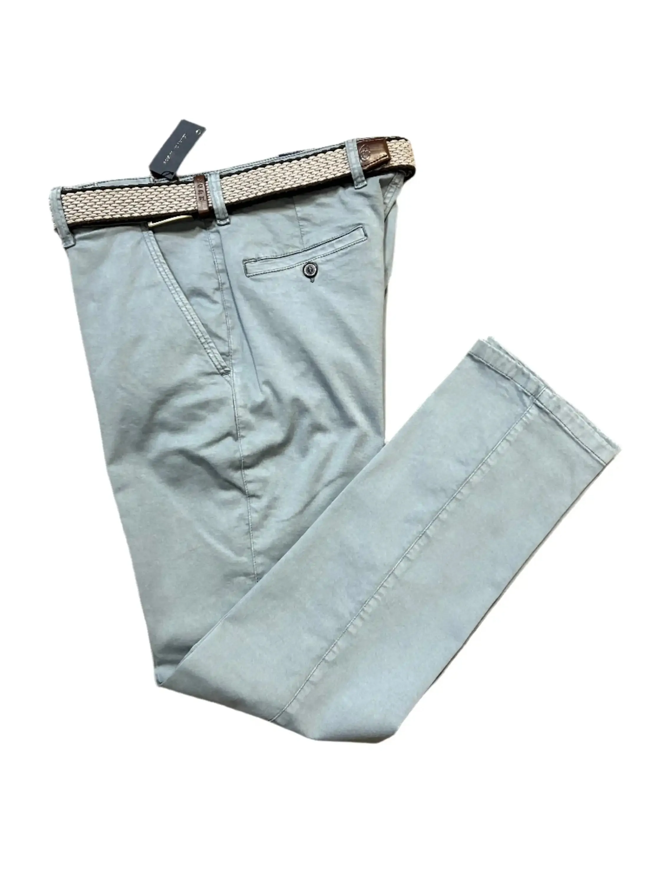 LCDN Men's Stretch Tapered Fit Chino Trousers Bruno Light Blue